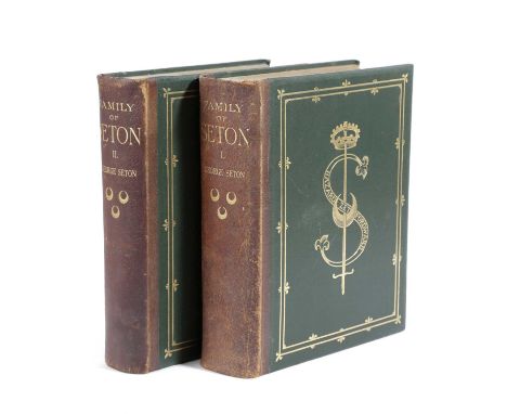 A HISTORY OF THE FAMILY OF SETON, DURING EIGHT CENTURIES BY GEORGE SETON, EDINBURGH, 1896in two volumes, privately printed by