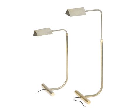 A PAIR OF CHROME AND BRASS FLOOR STANDING READING LAMPSSECOND HALF 20TH CENTURYeach with an adjustable stem and head with twi