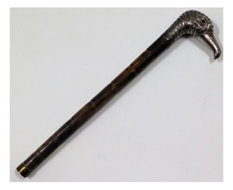 A 1913 London silver parasol handle in form of an American Black Vulture by Francis Tufnell, silver part measures 54.5mm wide