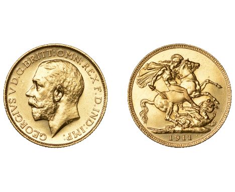 George V (1910-1936), Proof Sovereign, 1911, edge grained, 8.00g/12h (Hill 213A; Bull 1433; WR 416; cf. Bentley 356; S 3996).