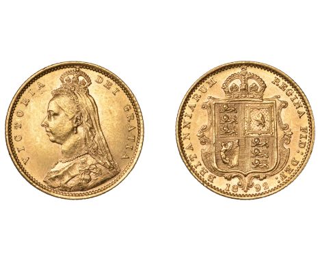 Victoria (1837-1901), Half-Sovereign, 1892, no initials, low shield (Hill 481A; Bull 1367; S 3869D). Light grazes in obverse 