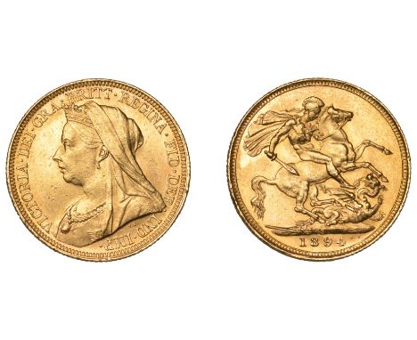 Victoria (1837-1901), Sovereign, 1894s, Sydney (Hill 163; Bull 1584; cf. Bentley 710; S 3877). Light bagmarks, otherwise bril