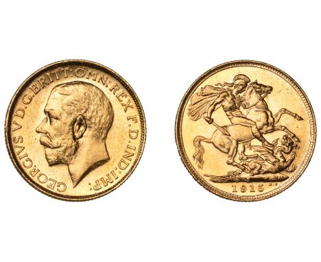 George V (1910-1936), Sovereign, 1915s, Sydney (Hill 275; Bull 1680; cf. Bentley 731; S 4003). Light bagmarks, otherwise bril