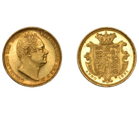 William IV (1830-1837), Proof Half-Sovereign, 1831, edge plain, 3.96g/6h (Hill 409E; Bull 1038; WR 267; S 3830). Light marks 