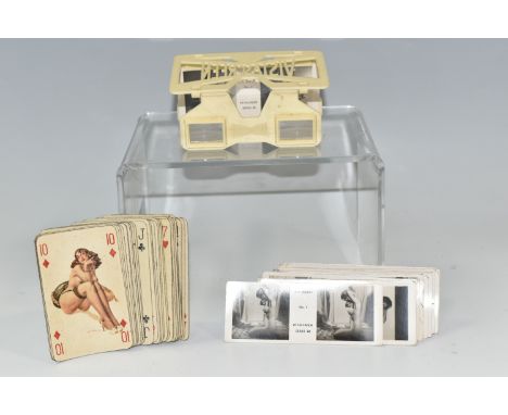 A BOX OF VISTASCREEN VIEWER WITH TWENTY EIGHT ADULT CARDS, twenty eight 'Art Studies' cards depicting female nudes, one in cr