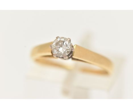 AN 18CT GOLD DIAMOND SINGLE STONE RING, set with a round brilliant cut diamond, six claw setting (one claw will require some 