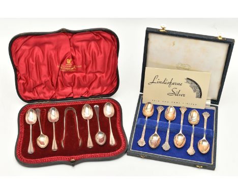 TWO CASED SILVER TEASPOON SETS, the first a cased set of six teaspoons, with Celtic detail, hallmarked 'Cooper Brothers &amp;