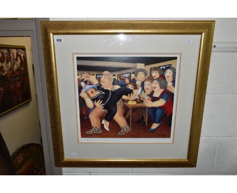 BERYL COOK (BRITISH 1926-2008) 'TARZANOGRAM', a signed limited edition lithographic print, depicting figures having fun in a 