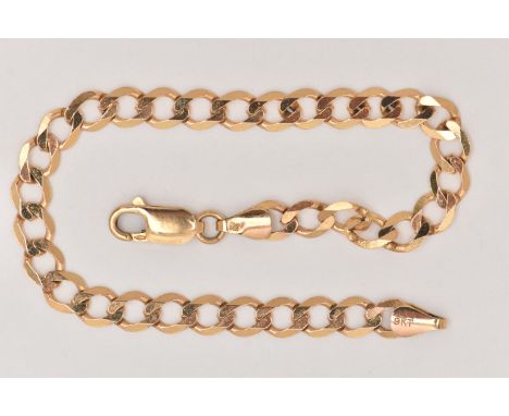 A 9CT GOLD CURB LINK BRACELET, fitted with a lobster clasp, hallmarked 9ct Sheffield, length 205mm, approximate gross weight 