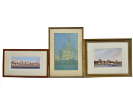 G.B Cattermole (20th Century) watercolour on paper, 'View of Pier Head, Liverpool', signed 'G.B.Cattermole' (lower left), 15.