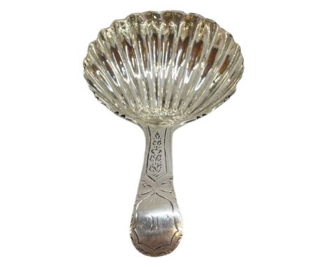 Georgian Scottish Silver Scallop Bowl Caddy Spoon. 11 g. Edinburgh/Greenock 1801-1805, James OrrLength 7.3 cmsCondition repor