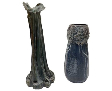 Two Art Nouveau Pottery Vases circa 1905, both of naturalistic form.Qty: 2
