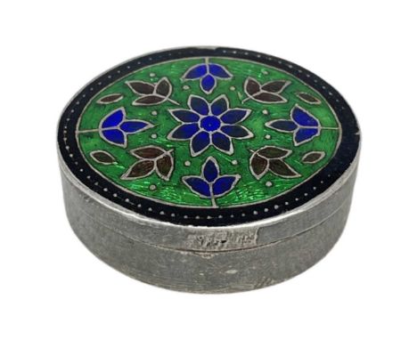 Indian Silver and Enamel Trinket Box. 13 g. Apparently Unmarked.Length 3.5 cmsCondition report: No damage to enamel and no ot