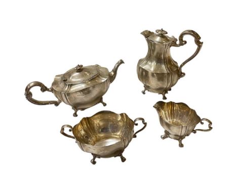 Asprey Silver 4 Piece Tea &amp; Coffee Service. 1555g. Sheffield, 1907, Asprey &amp; Co Ltd.Teapot length 30 cm x Width 12.5 