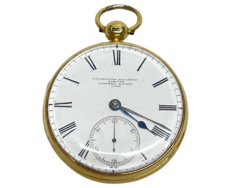 An Early 19th Century Recased 18ct Gold, Open Face, Key Wound Lever Watch,Goldsmiths Alliance Ltd- Cornhill, London, No 600/3