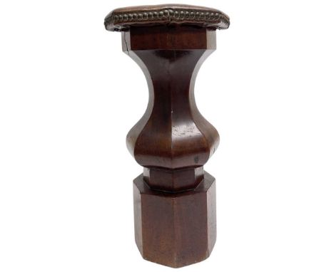 Late 19th Century Mahogany Pedestal Stool of faceted baluster form with studded leather upholstered seat55cm heightQty: 1