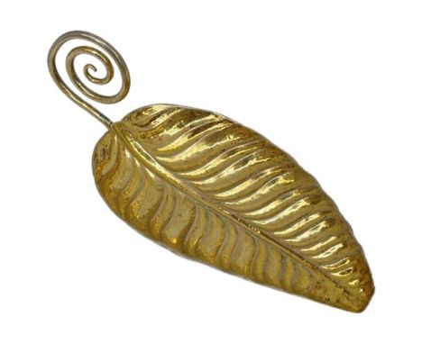 Gold Plated Leaf Figure Caddy Spoon8.5 cm long by 4 cm wide. Condition report: Good condition.