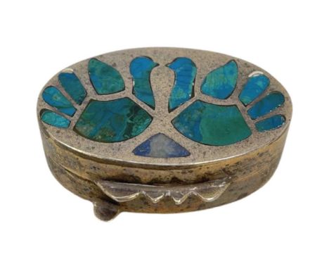 Silver and Enamel Pill Box 30 g. Stamped 950, NoriegaCondition report: Good condition.