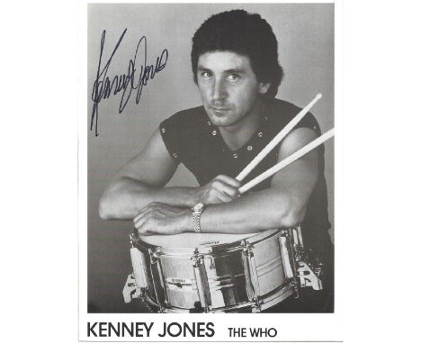 Music, Kenney Jones signed 10x8 black and white promo photograph. Jones (born 16 September 1948) is an English drummer best k