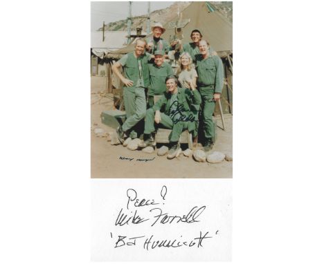 MASH signed collection featuring Alan Alda and Harry Morgan signed 10x8 colour photograph plus Mike Farrell signed card. M*A*