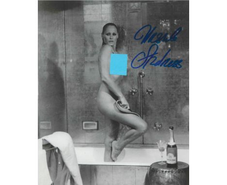 Bond Girl, Ursula Andress signed 10x8 black and white glamour photograph. Andress (born 19 March 1936) is a Swiss actress, fo