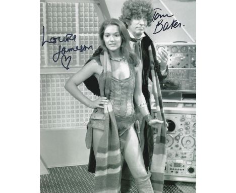 Actors, Tom Baker and Louise Jameson signed Doctor Who 10x8 photograph. This black and white photograph pictures Baker and Ja