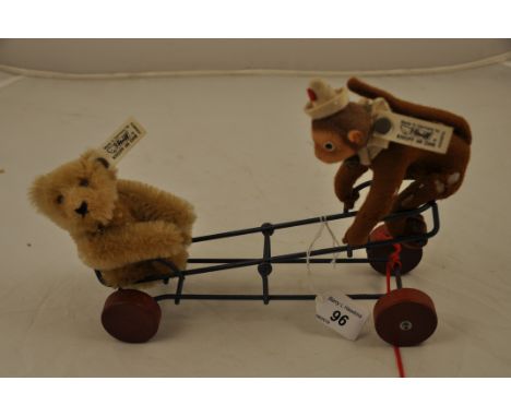 RARE VINTAGE STEIFF SEE SAW WITH MONKEY AND BEAR