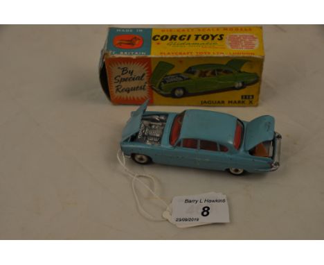 CORGI TOYS MODEL 238 JAGUAR MARK X PALE BLUE WITH LUGGAGE IN ORIGINAL BOX