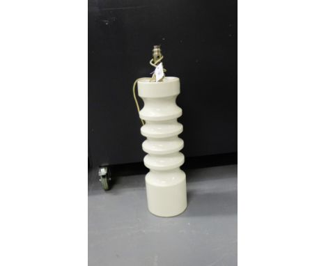 A retro cylindrical white glazed table lamp base 