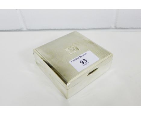 George VI Birmingham silver box of square form with a hinged engine turned lid, 8.5 x 8.5cm 