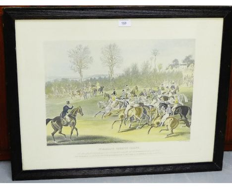 After J. Pollard St Albans Steeple Chase Coloured lithograph, in glazed frame,  60 x 50cm