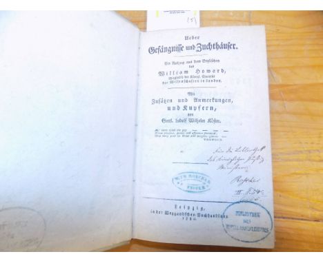 Howard (John). Ueber Gefängnisse und Zuchthäuser. Ein Auszug aus dem Englischen Mit Zusätzen und Anmerkungen, und Kupfern, vo