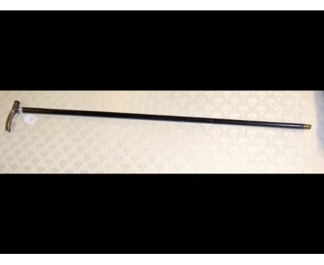 A Chinese Wang Hing antique silver handled walking cane - 90cm 