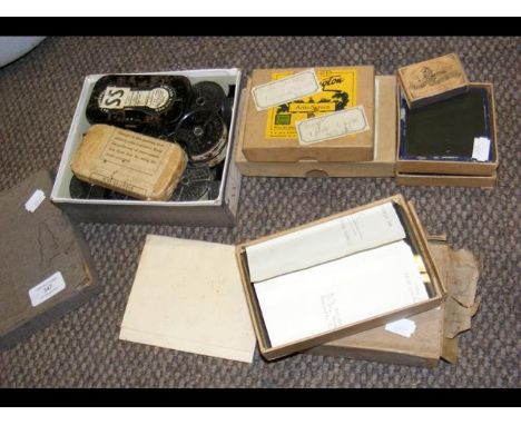 Various photographic plates, magic lantern slides 