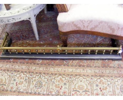 Victorian brass and cast metal fire fender - 130cm 