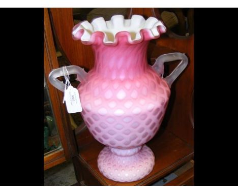 A decorative Victorian pink glass vase - 30cm high 