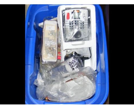 A plastic box containing Langley model traction engine kits and others 