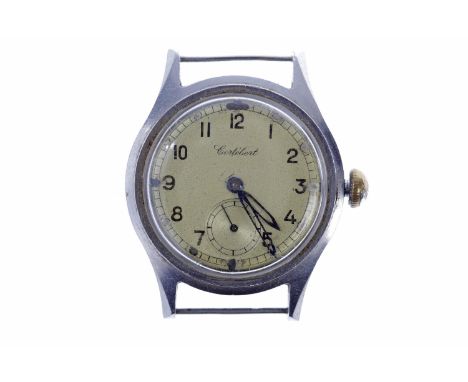 GENTLEMAN'S CORTEBERT MILITARY ISSUE STAINLESS STEEL MANUAL WIND WRIST WATCH signed Cortebert cal 665 15 jewel movement, the 
