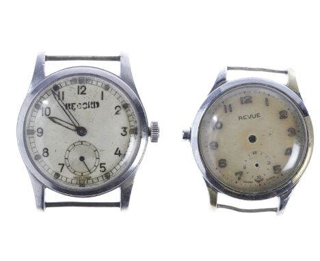 GENTLEMAN'S PART REVUE MILITARY CHROME MANUAL WIND WRIST WATCHlacking movement, the round dial with black-bordered luminous A