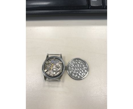 GENTLEMAN'S PART MOERIS MILITARY ISSUE CHROME MANUAL WIND WRIST WATCHsigned Moeris 15 jewel movement, the round black dial wi