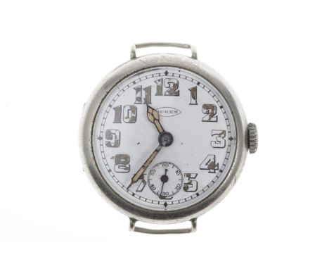 GENTLEMAN'S BUREN MILITARY ISSUE STAINLESS STEEL MANUAL WIND WRIST WATCH signed Buren 7 jewel movement, the round white dial 