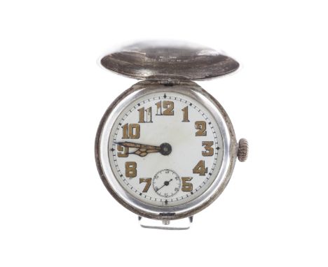 GENTLEMAN'S ROLEX WWI SILVER MANUAL WIND FULL HUNTER TRENCH WATCHsigned Rolex 15 jewel movement, the round white enamel dial 