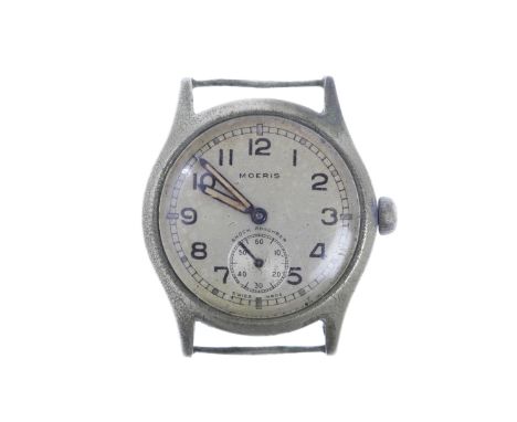 GENTLEMAN'S PART MOERIS MILITARY ISSUE MANUAL WIND WRIST WATCHsigned Moeris 15 jewel movement, with a Moeris dial with Arabic