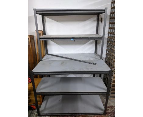 A seven-shelf metal framed racking unit Location: 