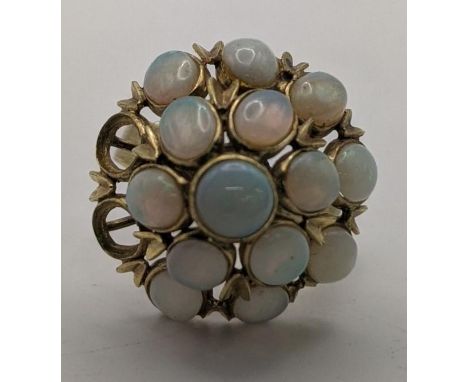 A 14ct gold opal cocktail cluster ring, A/F, size N 1/2, 5.3g, Location: 