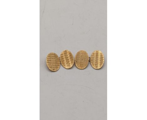 A pair of 9ct gold cufflinks with engine turned decoration 6.3gLocation: 