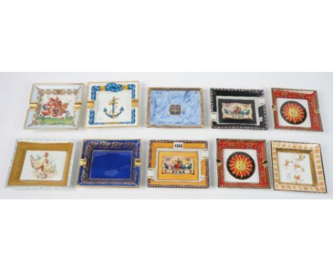 A group of decorative French ceramic ashtrays, Limoges and others. 