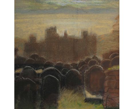 HENRY PAYNE (1868-1940) 'Harlech Castle', pastels, 18 x 17cm Exh. June 1969 Fine Art Society London 'Earthly Paradise' Exhibi
