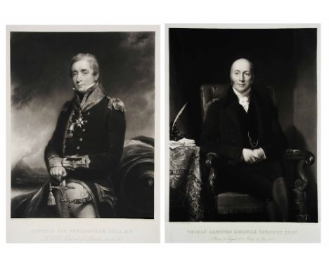 SIX 19TH CENTURY PORTRAIT ENGRAVINGS AND MEZZOTINTS TO INCLUDE: George Phillips after William Owen 'Captain Sir Christopher C