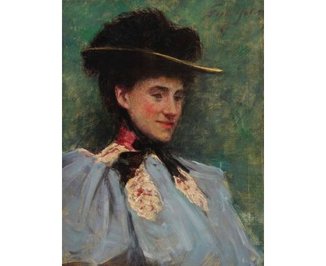 FREDERIC YATES (1854-1919) Portrait of Alice Mary Hope Edwardes, c.1894, signed, oil on canvas, 69 x 54cm, unframed